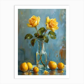 Yellow Roses In A Vase 4 Art Print