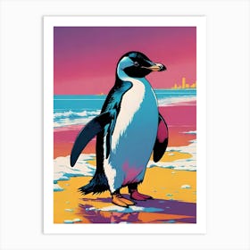 Penguin On The Beach Art Print