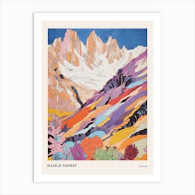 Nanga Parbat Pakistan 1 Colourful Mountain Illustration Poster Art Print