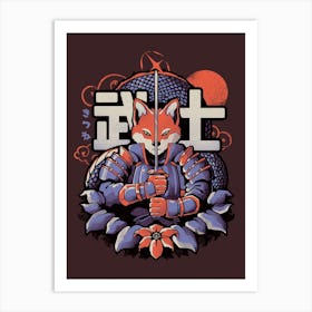 Samurai Fox Escura Art Print