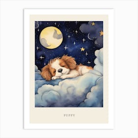 Baby Puppy 2 Sleeping In The Clouds Nursery Poster Art Print