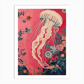 Floral Animal Painting Jellyfish 2 Art Print