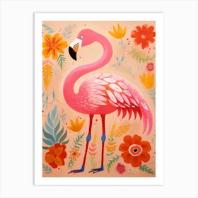 Pink Scandi Flamingo 2 Art Print