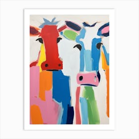 Colourful Kids Animal Art Cow 4 Art Print