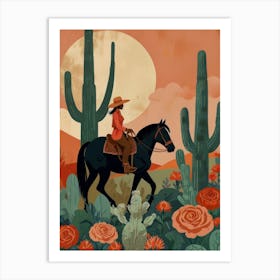 Cowgirl In The Desert 2 Art Print