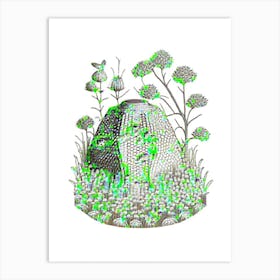 Beehive In A Garden 3 Vintage Art Print