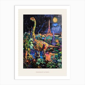 Dinosaur Abstract Paris Cityscape Painting Poster Art Print