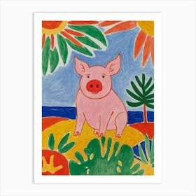 Pig On The Beach Style unemployment Art Print