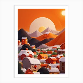 Winter Village Art Print