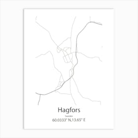 Hagfors,Sweden Minimalist Map Art Print