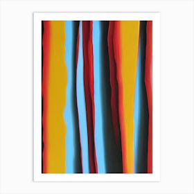 Abstract Electric Red Lines Streaky Stripes Art Print