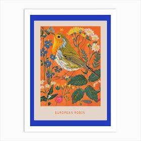 Spring Birds Poster European Robin 3 Art Print