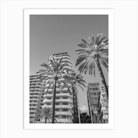 Black And White Photo Of Palm Trees Majorca Art Print