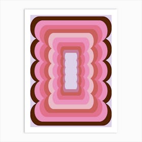 Wavy Retro Abstract Pink Art Print