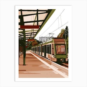 Train Station Illustration Vector Art Print