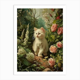 White Kitten Exploring Outdoors Art Print