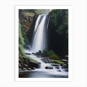 Henrhyd Falls, United Kingdom Peaceful Oil Art  Art Print