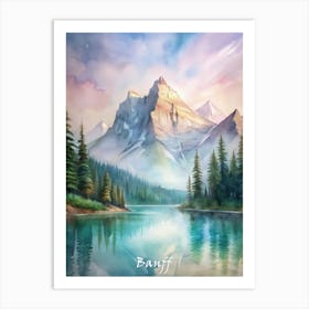 Banff National Park Watercolor Painting Art Print