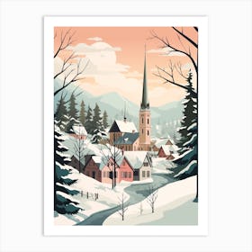 Vintage Winter Travel Illustration Bavaria Germany 2 Art Print