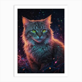 Cat In The Night Sky Art Print