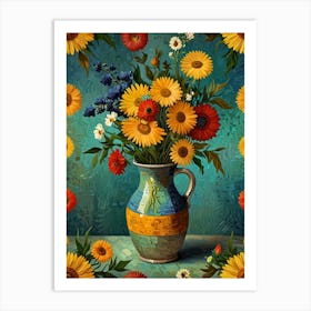 Sunflowers In A Vase 4 Art Print