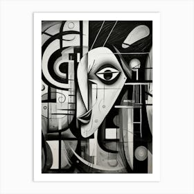 Connection Abstract Black And White 5 Art Print