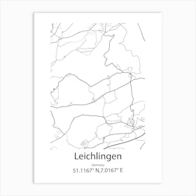 Leichlingen,Germany Minimalist Map Art Print