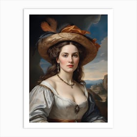 Elegant Classic Woman Portrait Painting (13) Art Print
