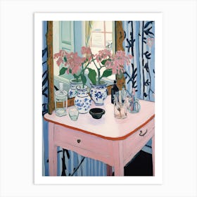 Bathroom Vanity Painting With A Bleeding Heart Bouquet 4 Art Print