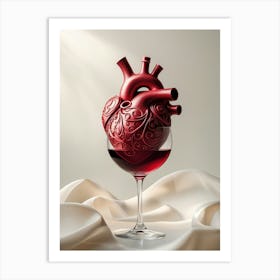 Heart In Wine Glass Art Print