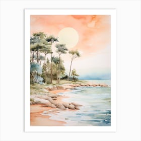 Watercolour Of Praia Da Marinha   Algarve Portugal 1 Art Print