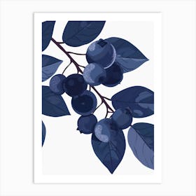 Blueberries Close Up Illustration 2 Art Print