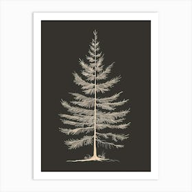 Hemlock Tree Minimalistic Drawing 1 Art Print