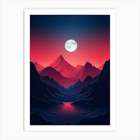 Landscape With A Full Moon Art Print