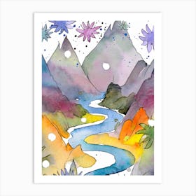 Watercolor Of A River Art Print