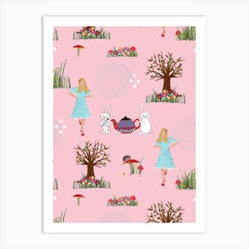 Alice Wonderland Pink Art Print