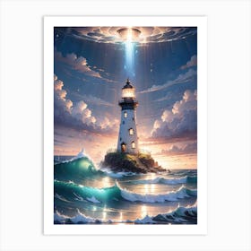 A Lighthouse In The Middle Of The Ocean 44 Art Print