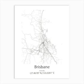 Brisbane,Australia Minimalist Map Art Print