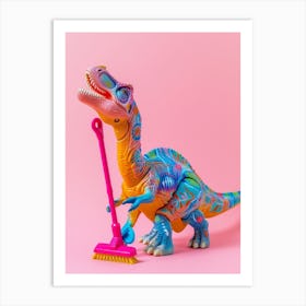Toy Dinosaur Cleaning Up Art Print