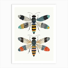 Colourful Insect Illustration Hornet 4 Art Print