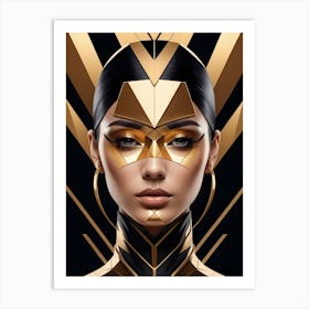 Geometric Woman Portrait Luxury Gold (29) Art Print