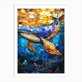 Stunning Stained Glass Whale 8 Affiche