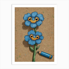 Two Blue Flowers Art Print