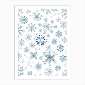 Pattern, Snowflakes, Pencil Illustration 5 Art Print