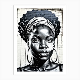 Vintage Graffiti Mural Of Beautiful Black Woman 113 Art Print