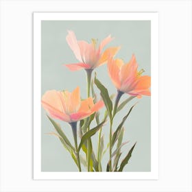 Bird Of Paradise Flowers Acrylic Pastel Colours 3 Art Print