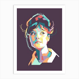 Cute Girls in Pop Art Geometric Colorful Illustration Art Print