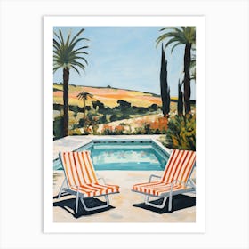Sun Lounger By The Pool In Nice France Art Print