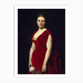 Lady In Red, Dark Moody Vintage Woman Portrait Art Print