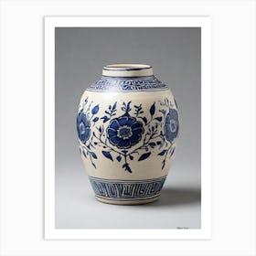 Blue And White Vase Art Print